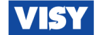 The image shows the VISY logo, with the word "VISY" in bold white uppercase letters against a blue rectangular background.